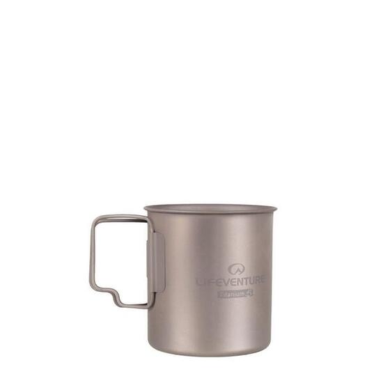 Lifeventure Titan-Tasse 400 ml ultraleicht, klappbarer Griff, Matt Silver