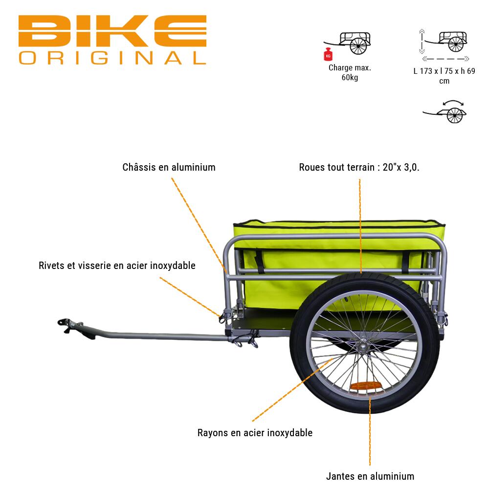 Remorque de plage vélo en aluminium avec rack de surf. 3/6