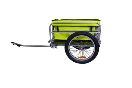 Remorque de plage vélo en aluminium avec rack de surf.