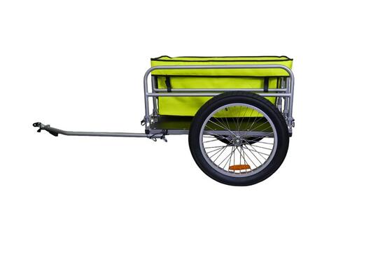 Remorque de plage vélo en aluminium avec rack de surf.