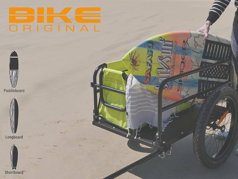 Remorque de plage vélo en aluminium avec rack de surf. 5/6