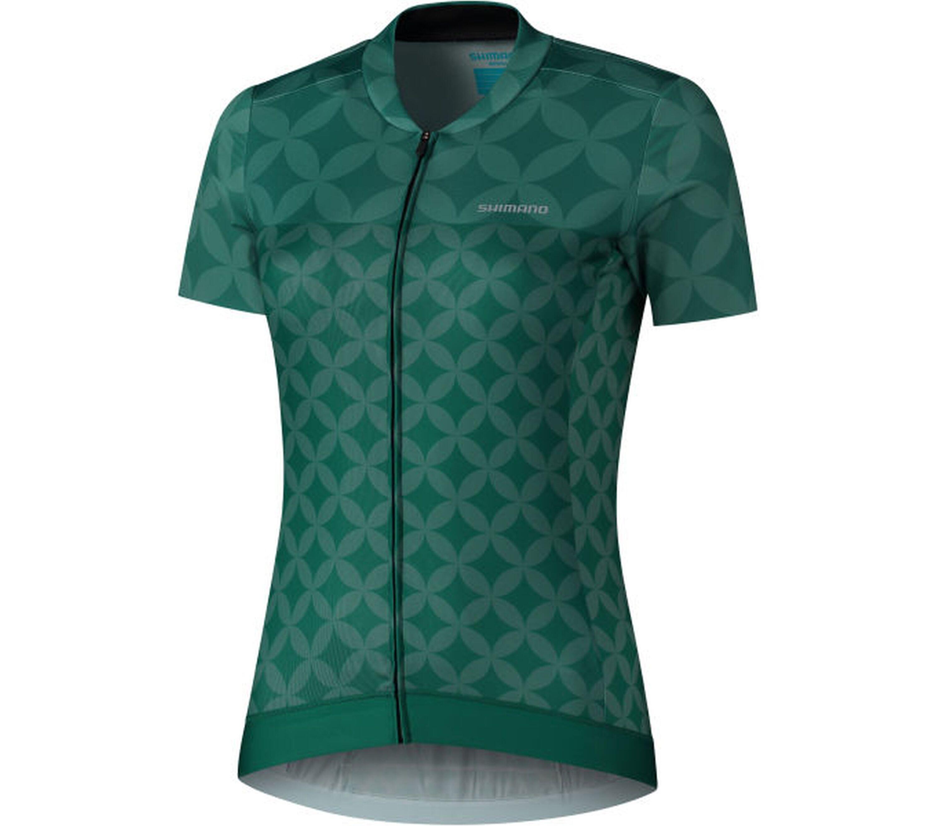 SHIMANO W's SAGAMI Short Sleeve Zip Jersey, Green