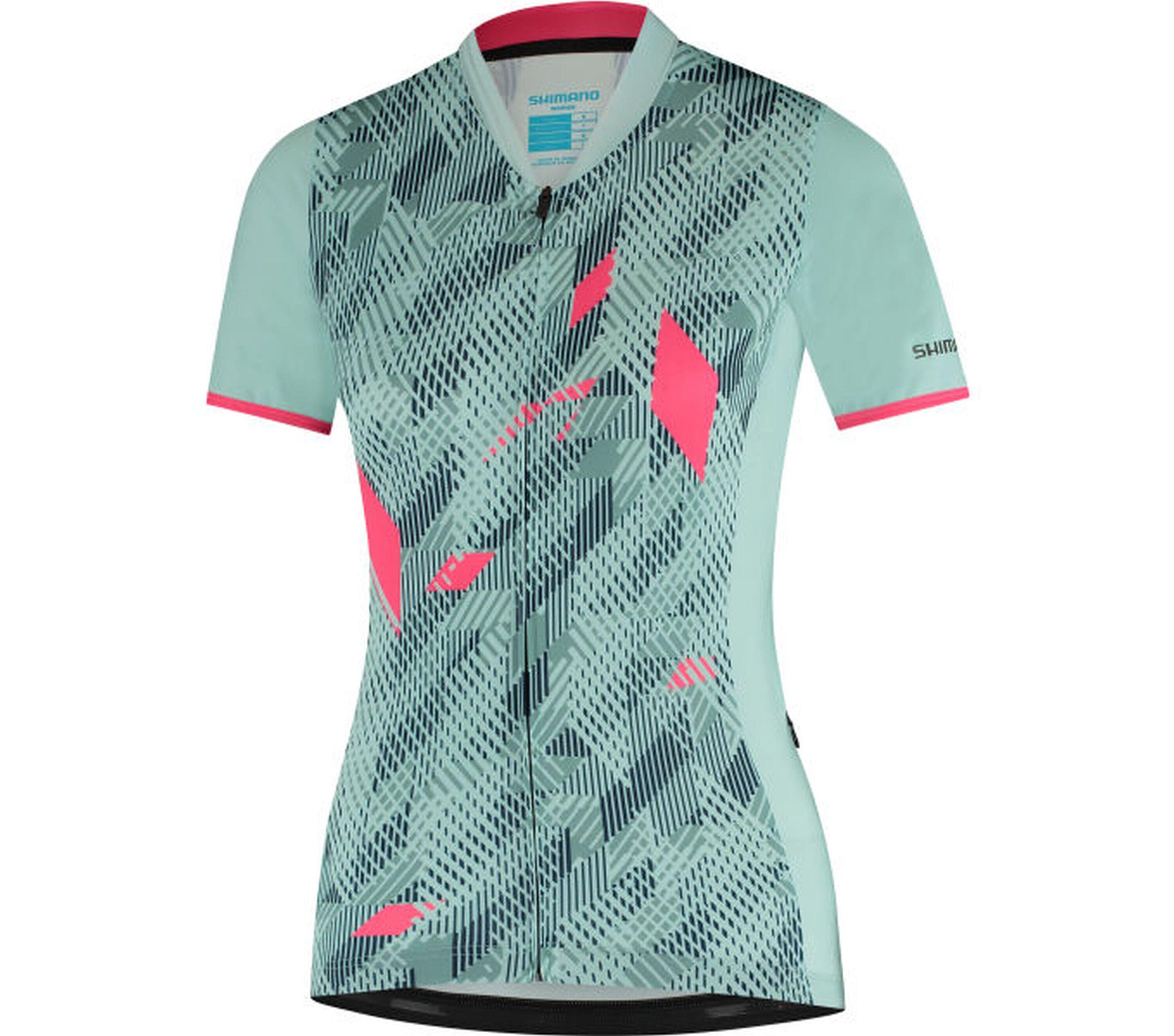 SHIMANO W's SAGAMI Short Sleeve Zip Jersey. Gray/Mint |  Shimano