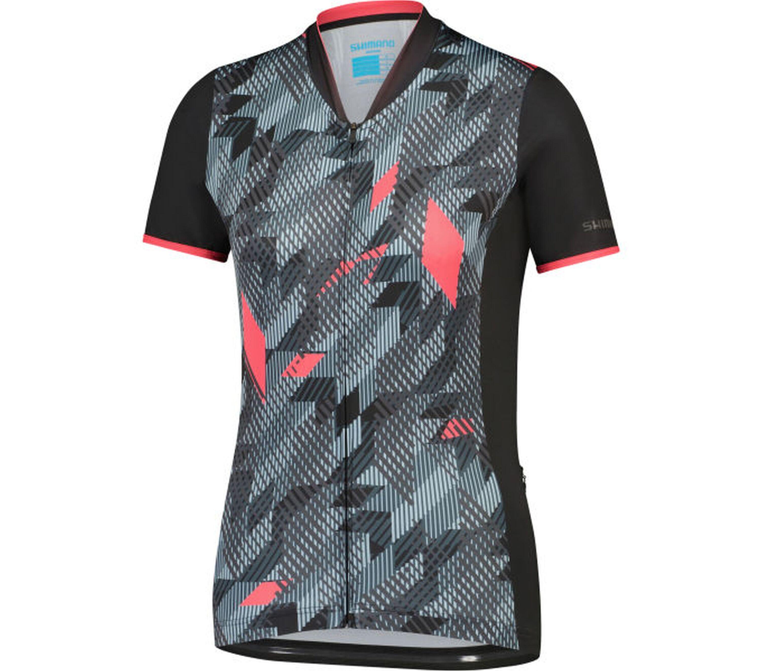 SHIMANO W's SAGAMI Short Sleeve Zip Jersey, Black-Blue