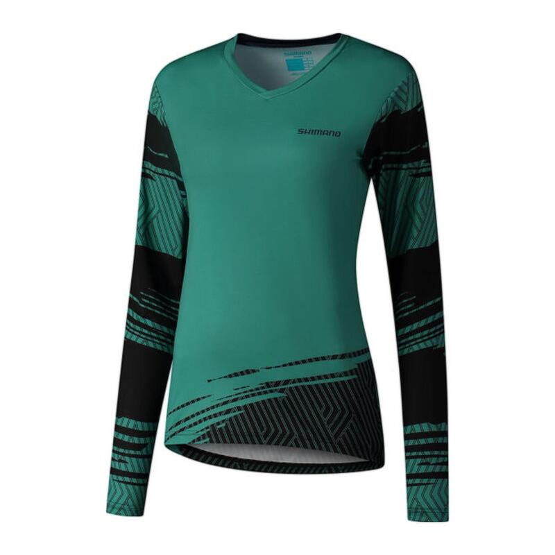 SHIMANO Maillot à manches longues SAIKO, vert, pour femme