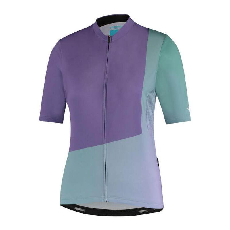 SHIMANO Maillot à manches courtes SUMIRE pour femme, violet vert