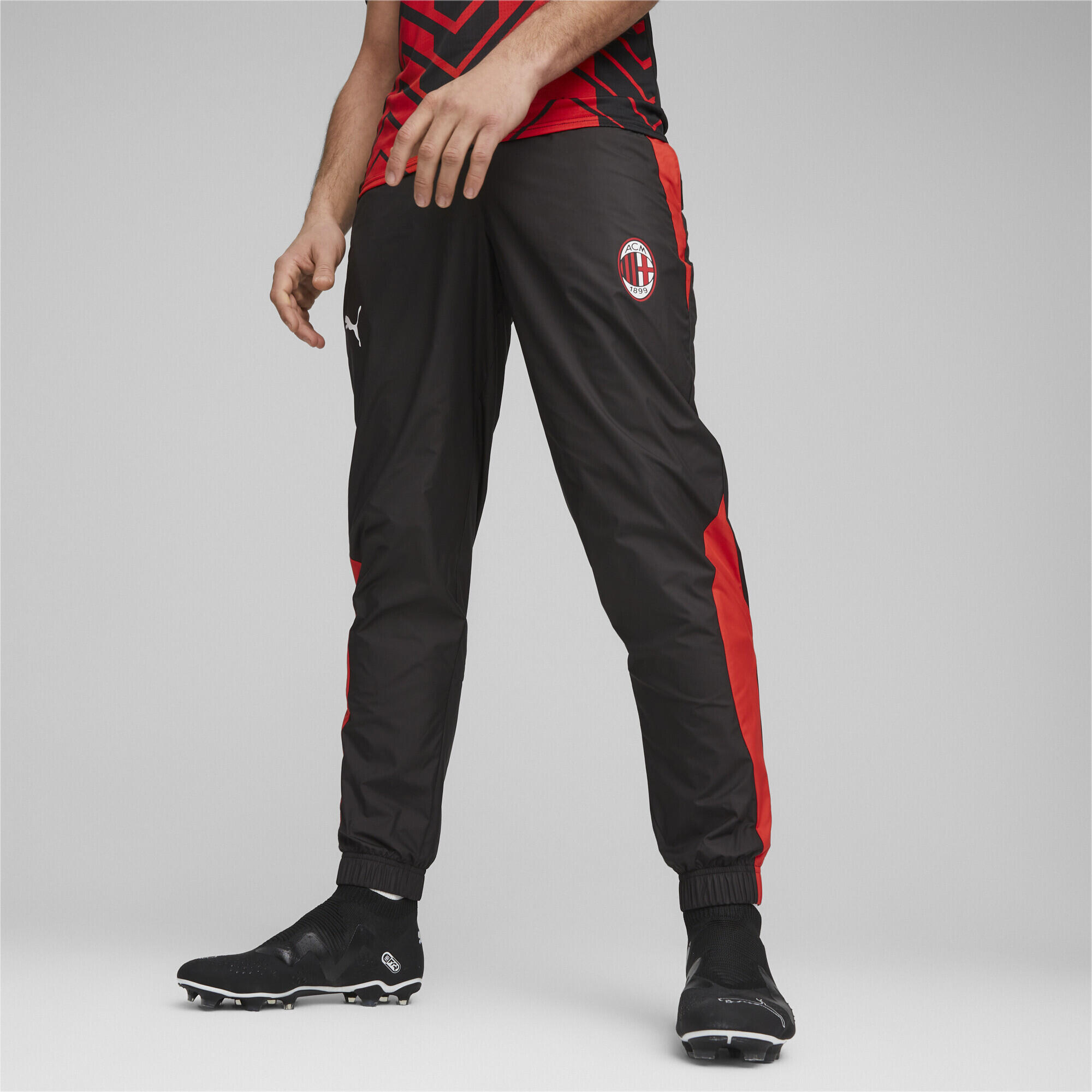 Pantalon tissé d’avant-match 23/24 AC Milan PUMA Black For All Time Red 2/6