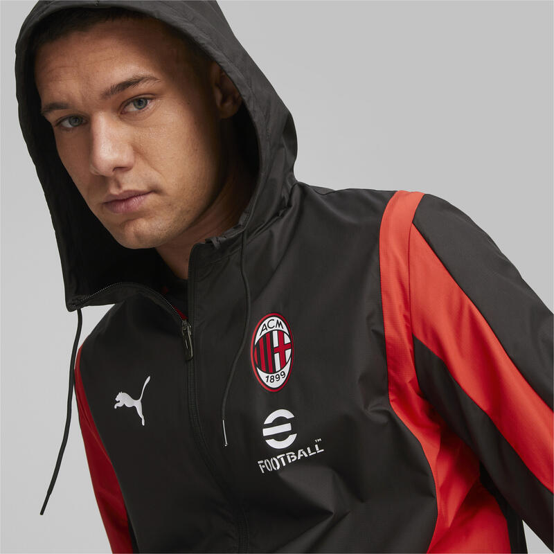 Veste d'avant-match tissée 23/24 AC Milan PUMA Black For All Time Red