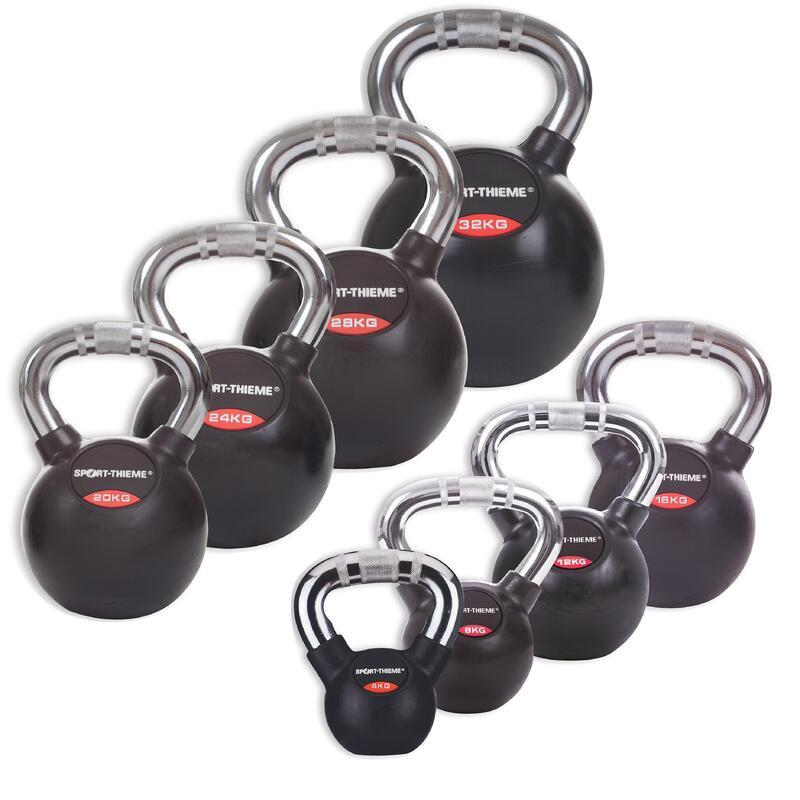 Sport-Thieme Kettlebell « Caoutchoutée avec poignée chrome », 10 kg