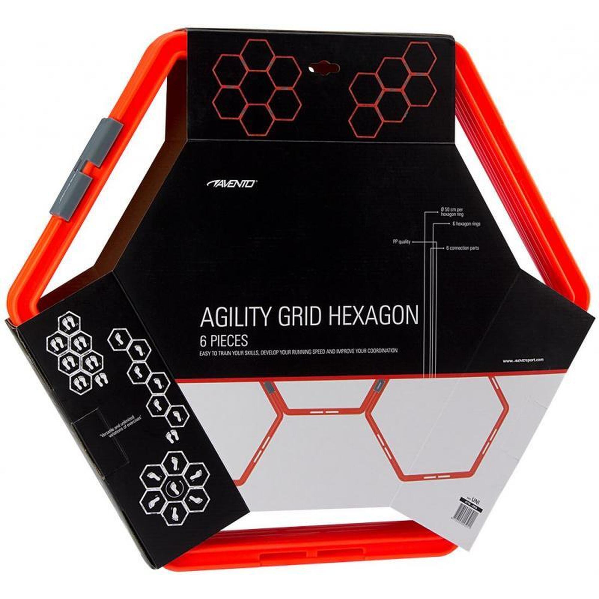 Scară agilitate hexagon 6 piese - 50 cm - portocaliu fluo/gri