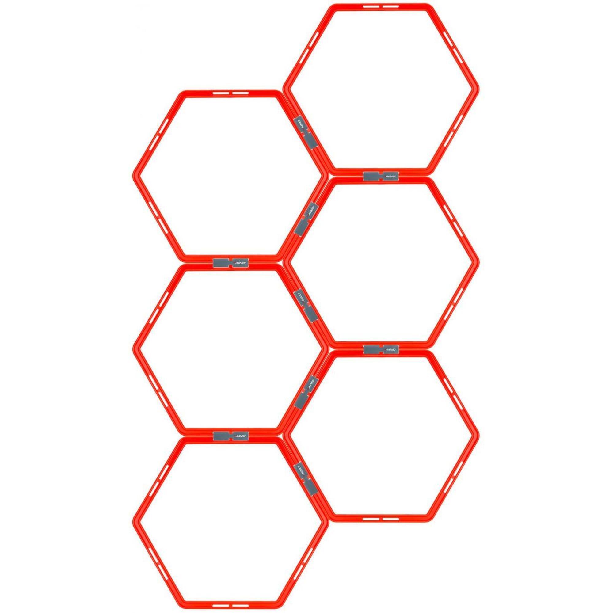 Scară agilitate hexagon 6 piese - 50 cm - portocaliu fluo/gri