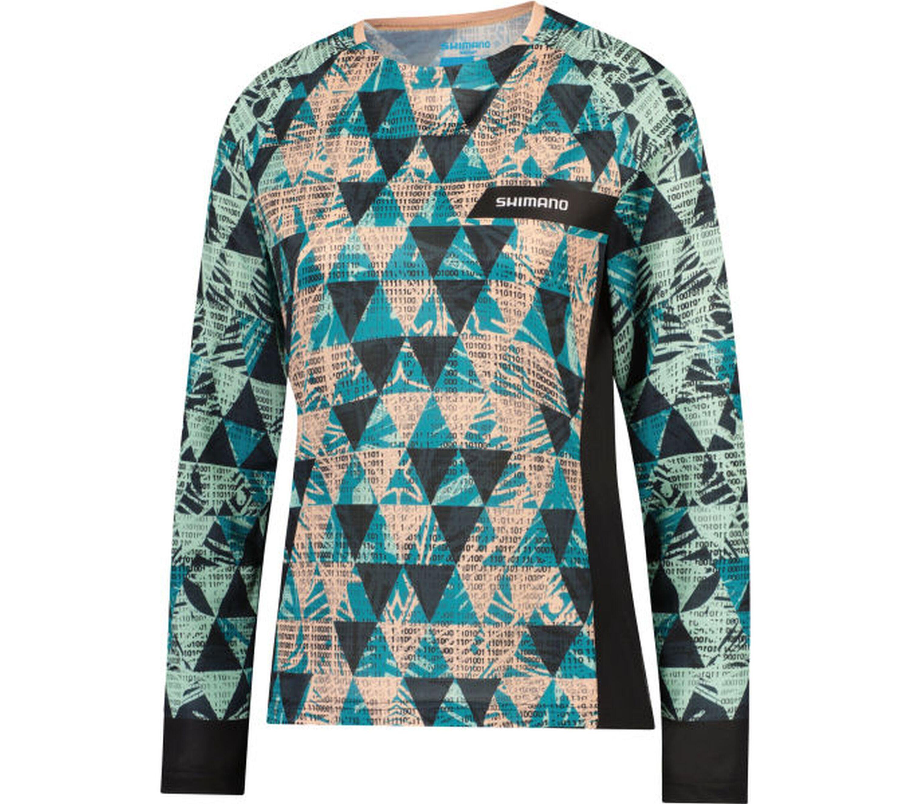 SHIMANO Woman's SAIKO Long Sleeve Jersey, Black/Green