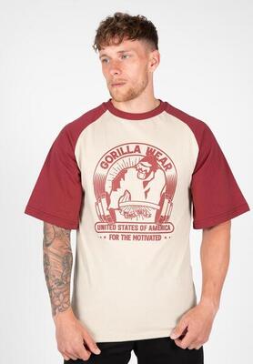 Logan oversized t-shirt - beige/rood
