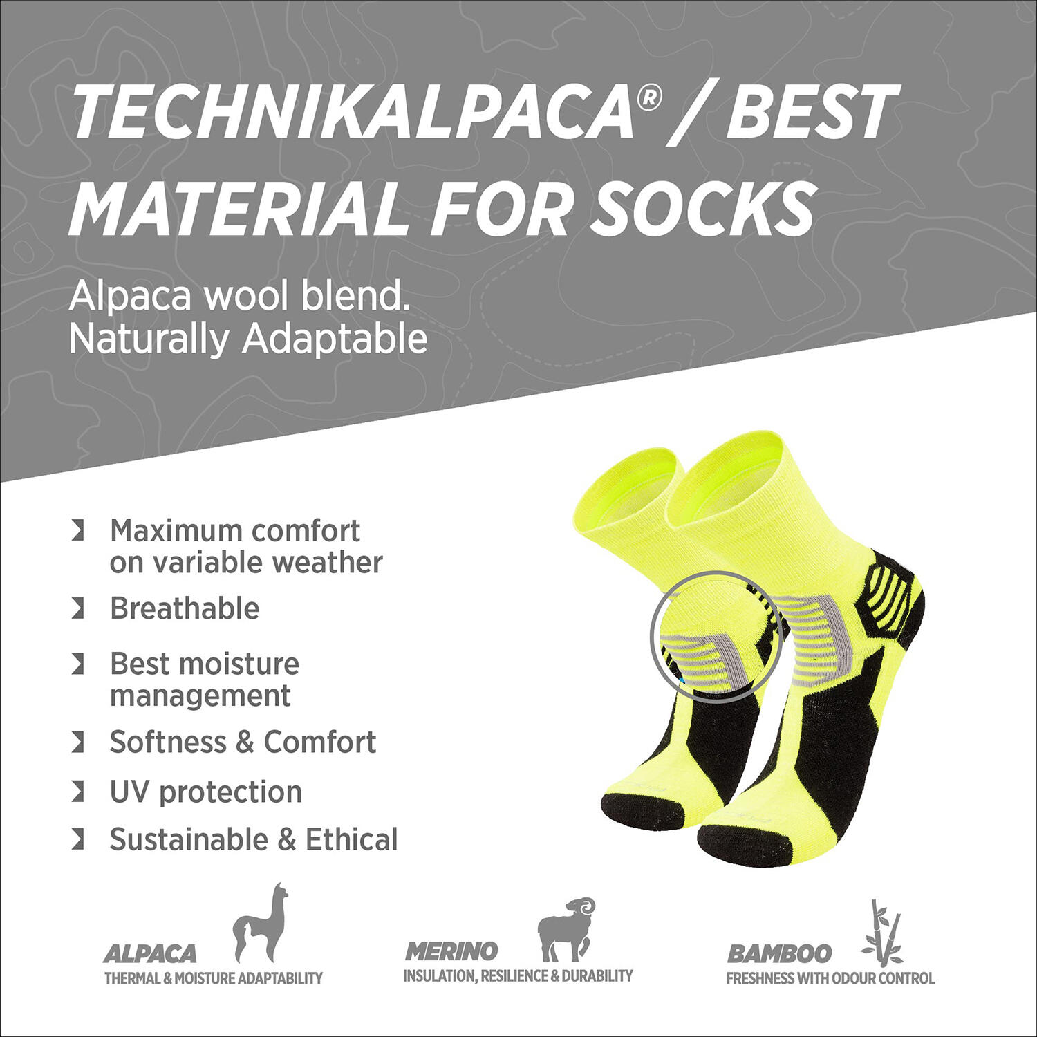 Chaussettes thermiques de trekking et randonnée en alpaga mérinos| CAMINO 4/7