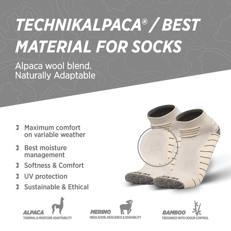 Alpaga Mérinos Chaussettes courtes, anti-bulles avec rembourrage et compression