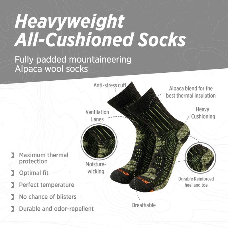 Alpaga Mérinos Chaussettes de randonnée, d'alpinisme à rembourrage extra fort