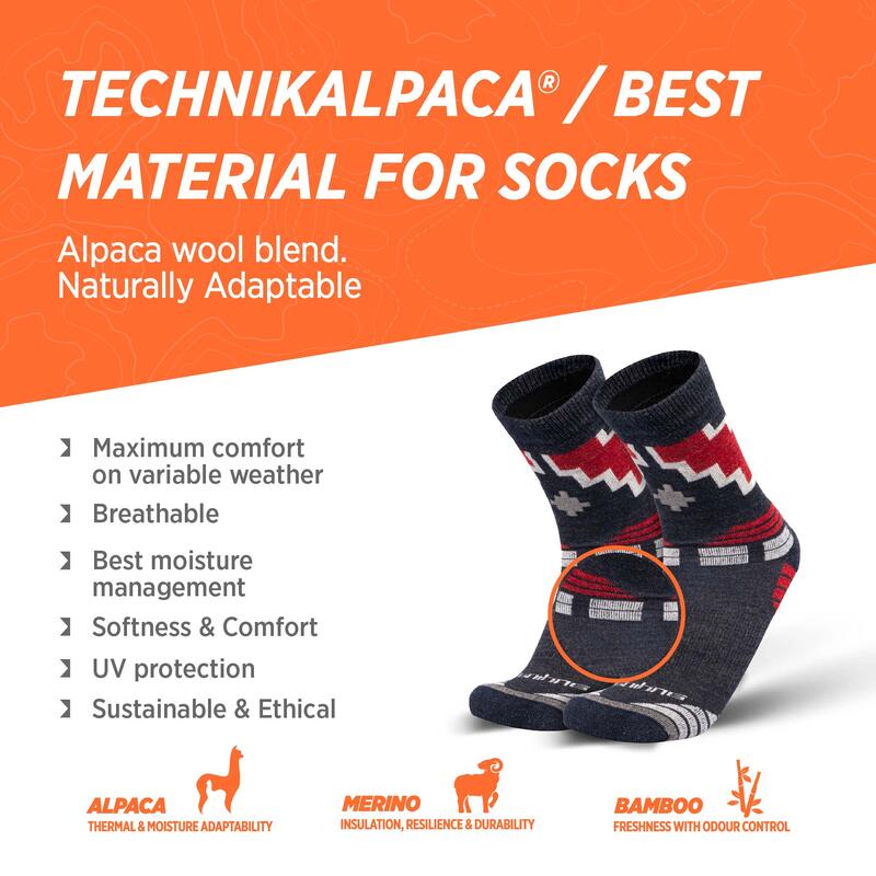 Chaussettes de randonnée en alpaga mérinos, thermiques de trekking rembourrées