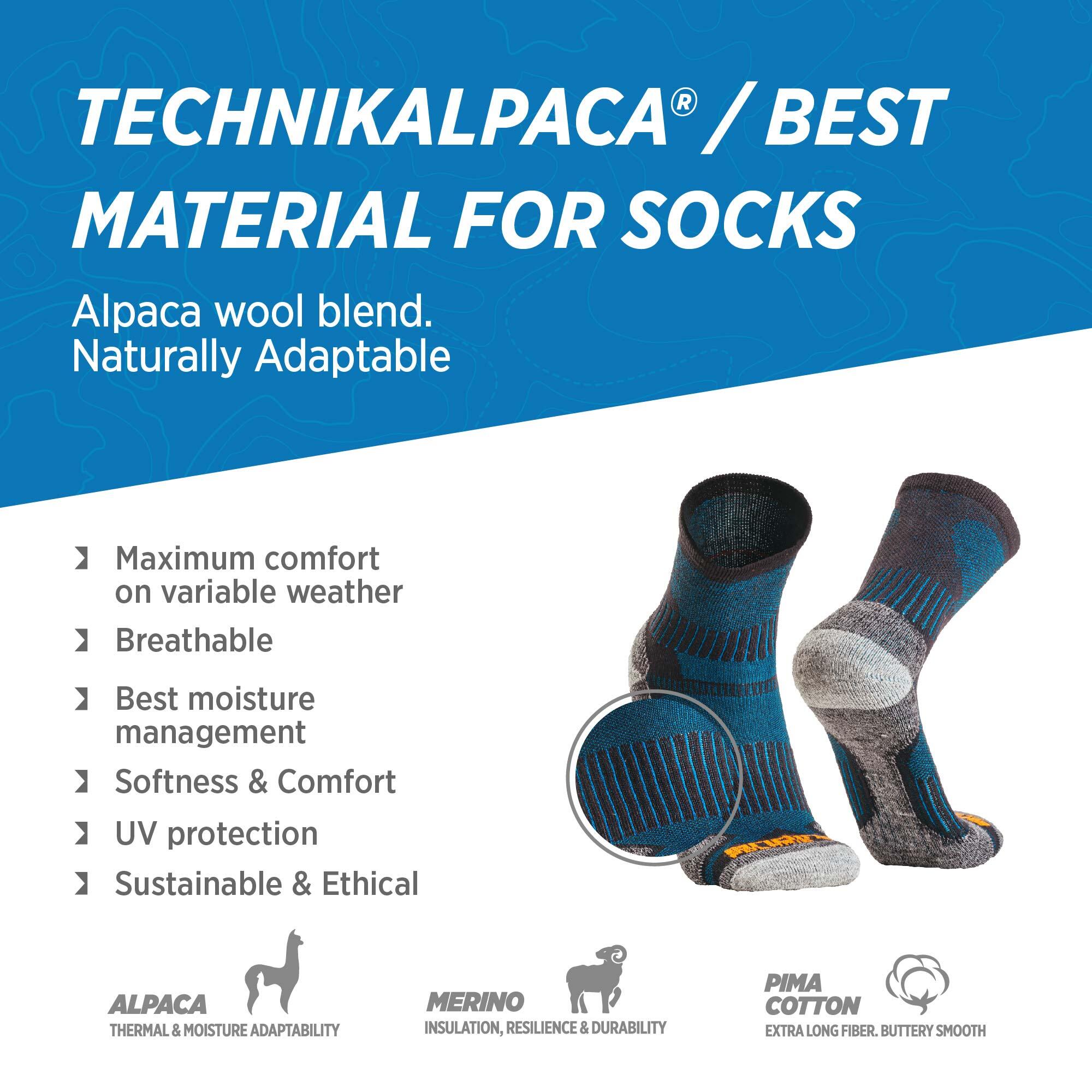 Alpaga Mérinos Chaussettes de randonnée, thermiques de trekking rembourrées. 4/7
