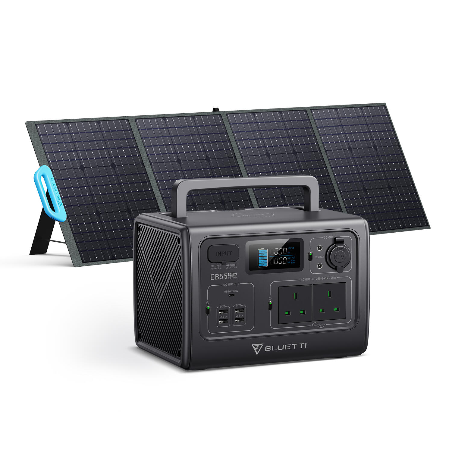 BLUETTI Solar Generator 700W EB55+PV200/537Wh LiFePO4/100W USB-C PD for Blackout 1/7