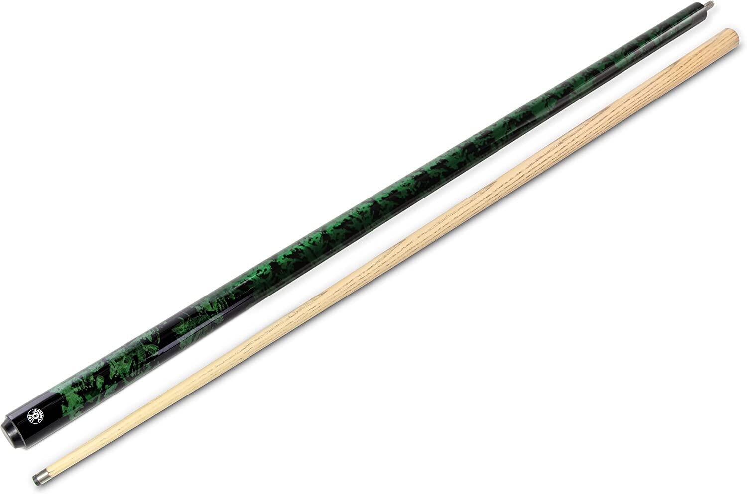 FUNKY CHALK Jonny 8 Ball 57 Inch Green LAVA 2pc Steel Centre Joint Snooker/Pool Cue with As