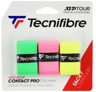 3 pack of multicolour tecnifibre contact pro overgrips