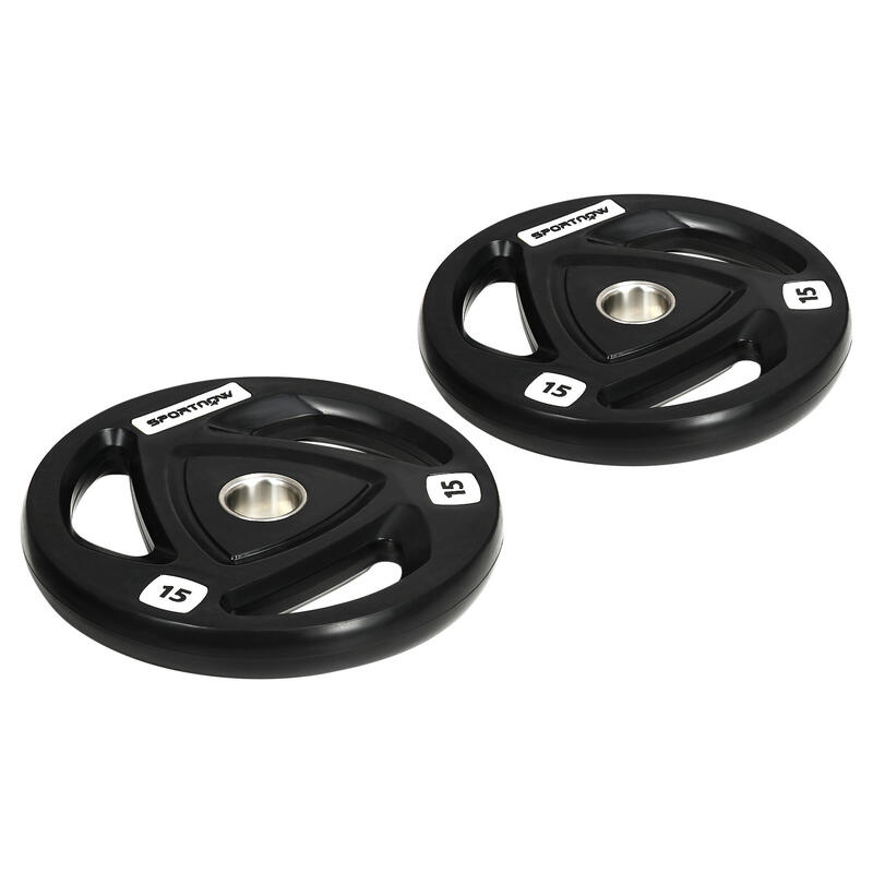 SPORTNOW Set de 2 discuri de 15kg din otel cu acoperire din cauciuc, gaura Ø5cm