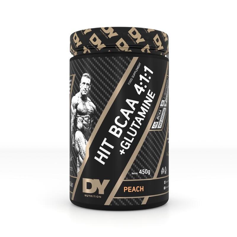 Complex de aminoacizi Dorian Yates, HIT BCAA 4:1:1 + Glutamina, Piersici, 450g -