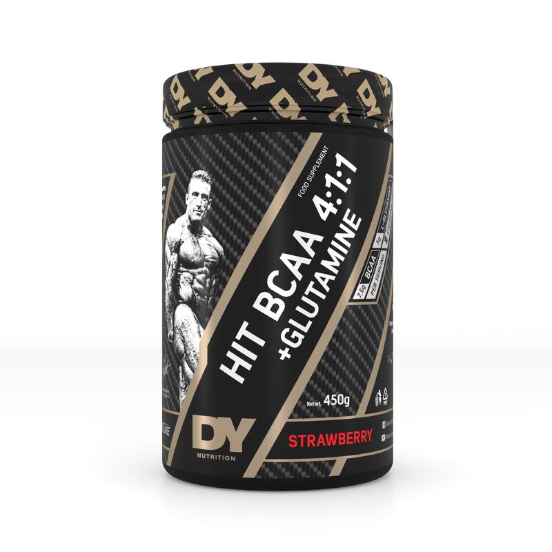 Complex de aminoacizi Dorian Yates, HIT BCAA 4:1:1 + Glutamina, Capsuni, 450g -