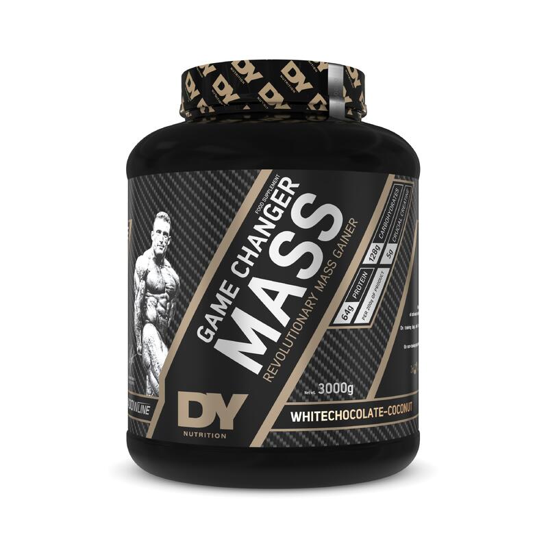 Gainer "Game Changer Mass", DY Nutrition, Ciocolata Alba si Cocos, 3kg