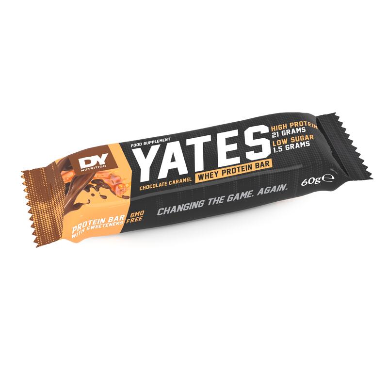 Baton Proteic, Yates Bar, DY Nutrition, Ciocolata si Caramel - Cutie 12 batoane