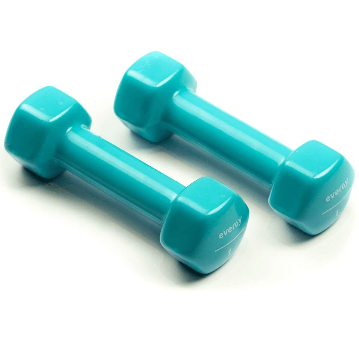 EVERGY MANCUERNAS / PESAS (PAR) 1KG DE VINILO AZUL GIMNASIO EN CASA