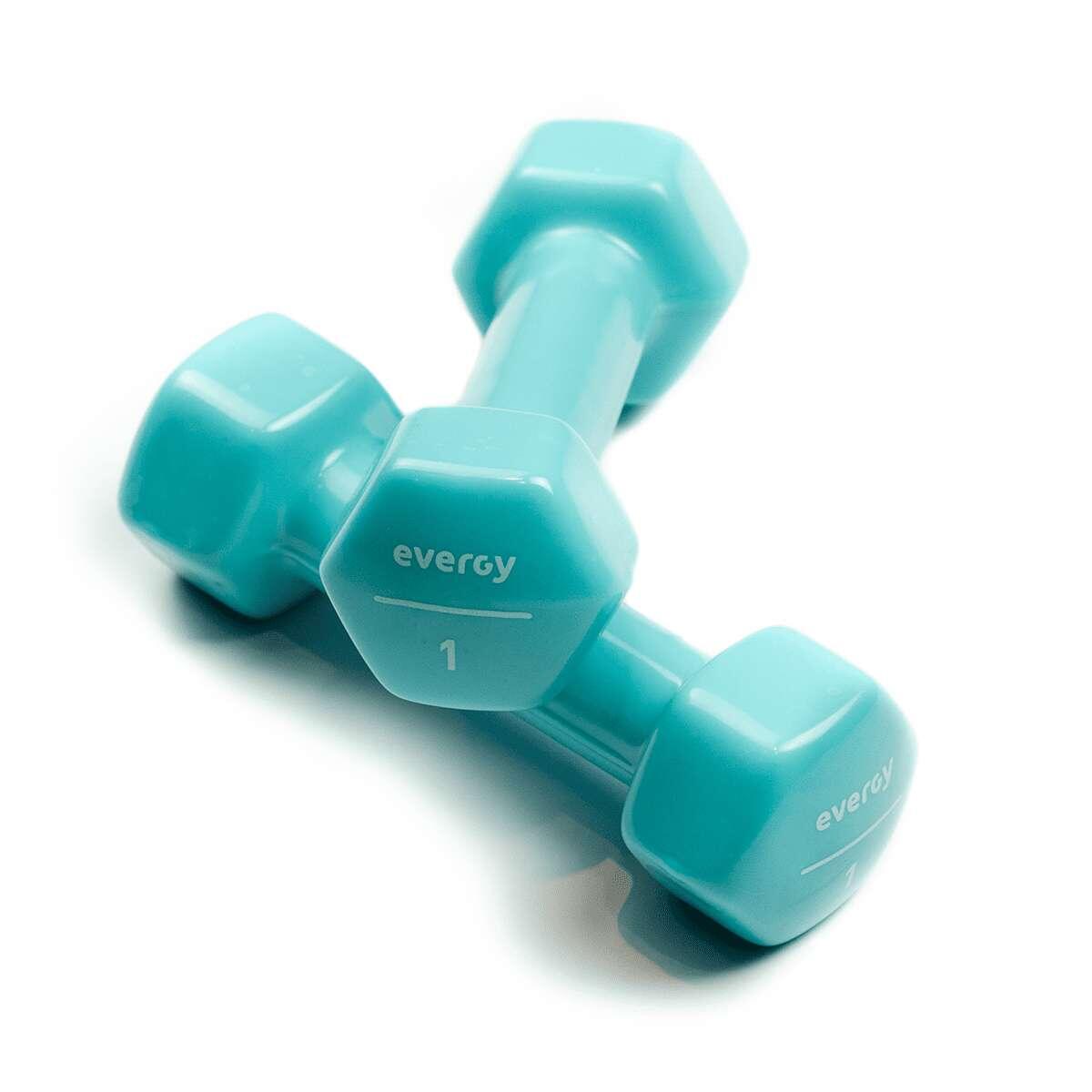 Mancuernas vinilo azul 1kg (par) gimnasio en casa 2/8