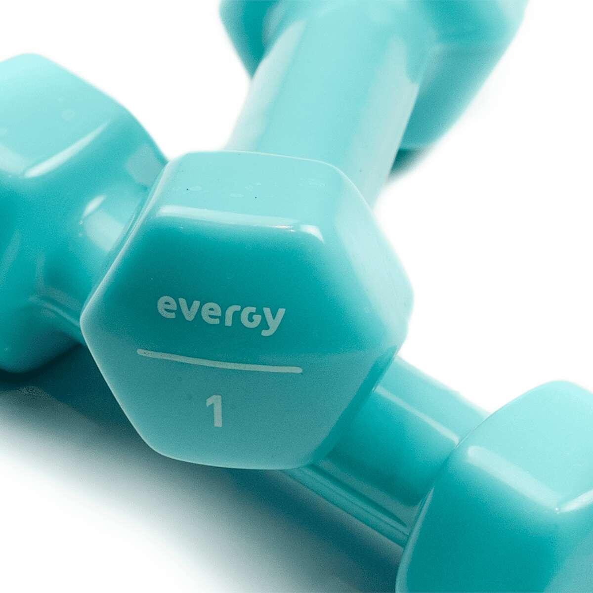 Mancuernas vinilo azul 1kg (par) gimnasio en casa 3/8