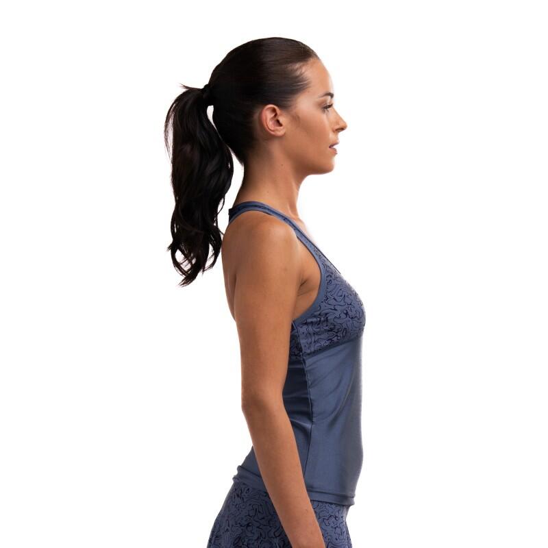Blauw mouwloos technisch T-shirt voor dames voor Padel Drop Shot Cora