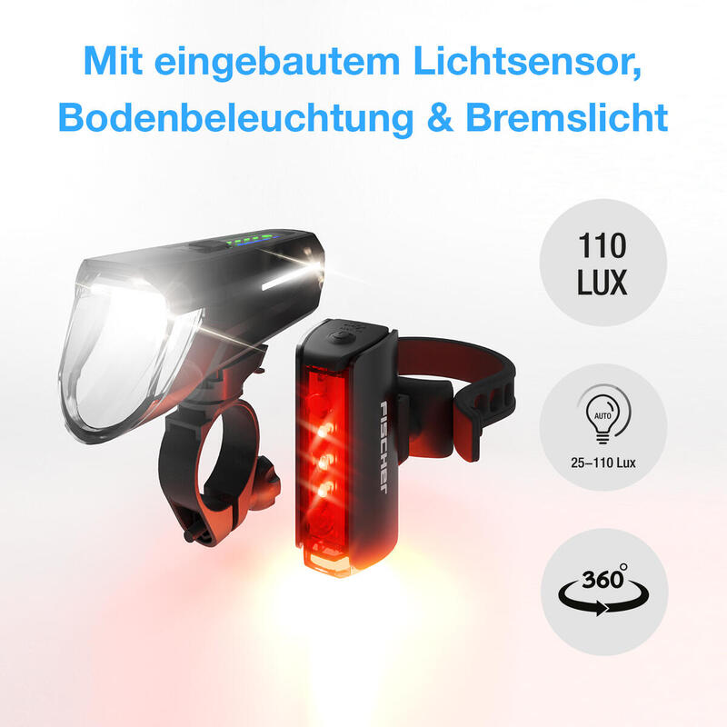 FISCHER LED-Akku Beleuchtungs-Set TWIN STOP 110 Lux