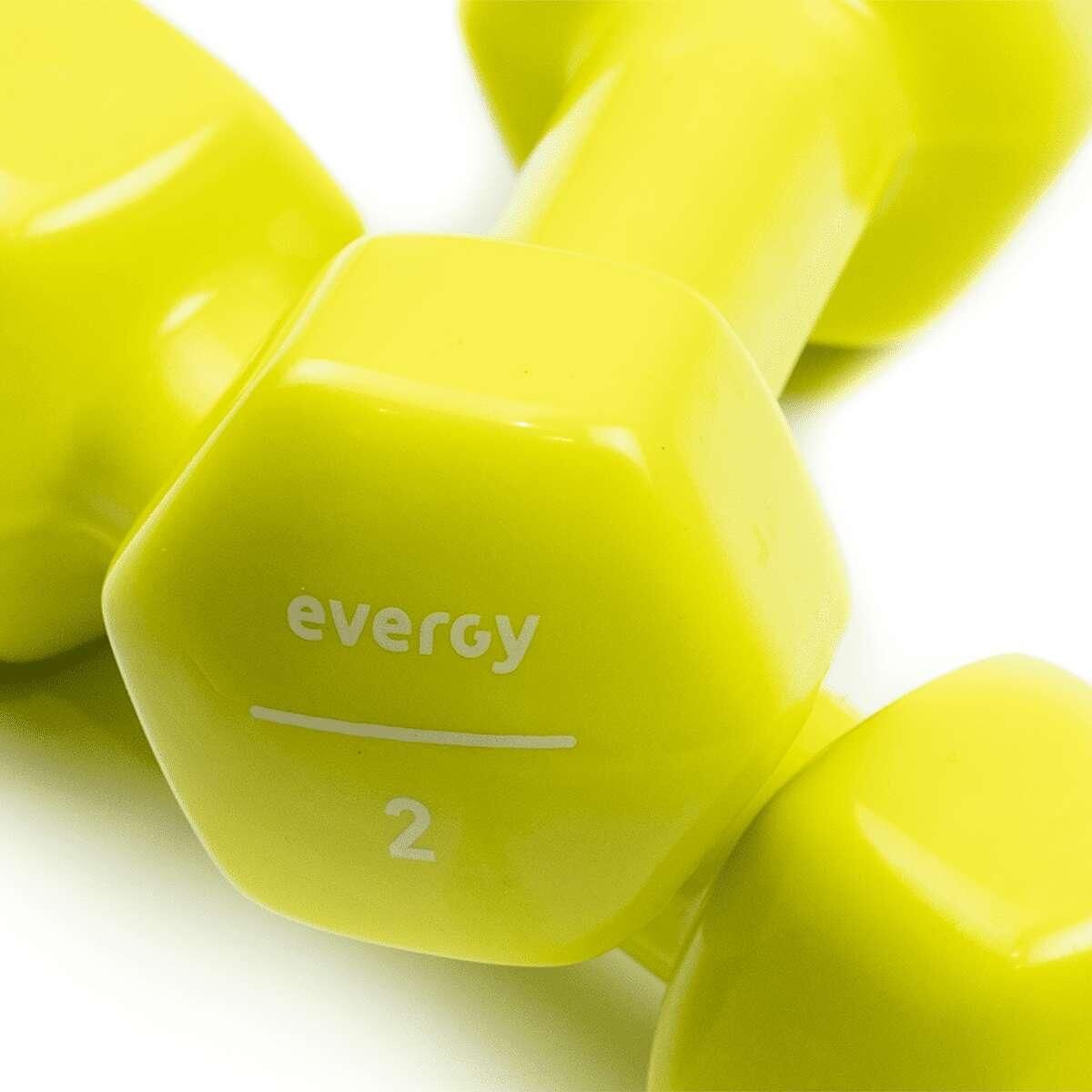 Mancuernas vinilo amarillo 2kg (par) gimnasio en casa 3/8