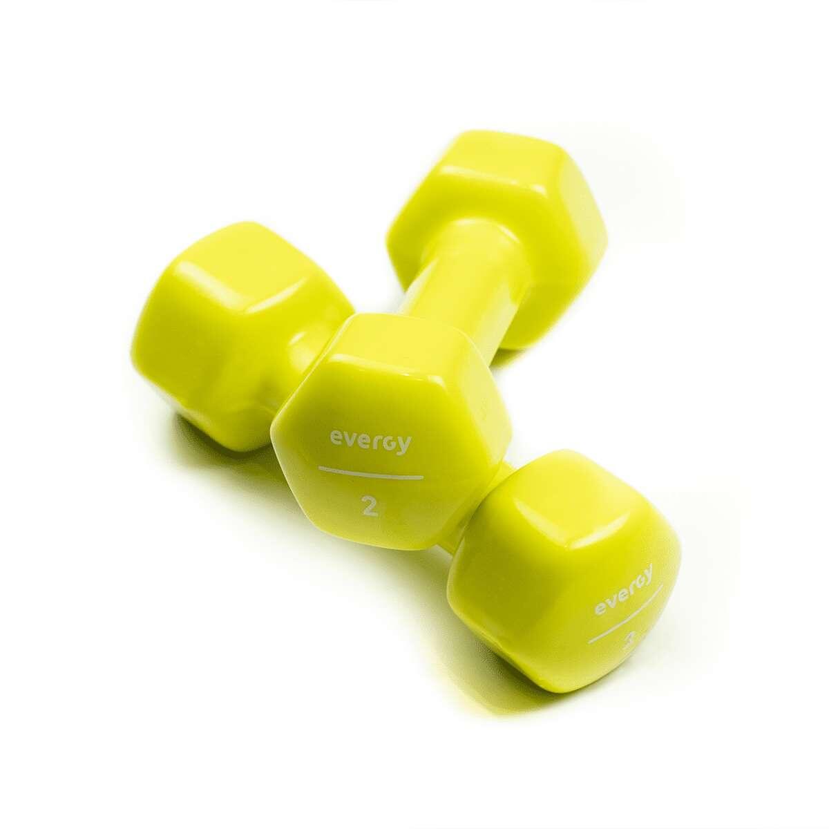 Mancuernas vinilo amarillo 2kg (par) gimnasio en casa 2/8