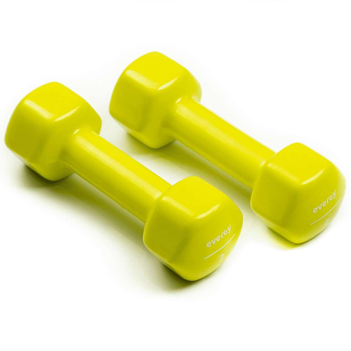 EVERGY MANCUERNAS / PESAS (PAR) 2KG DE VINILO AMARILLO GIMNASIO EN CASA
