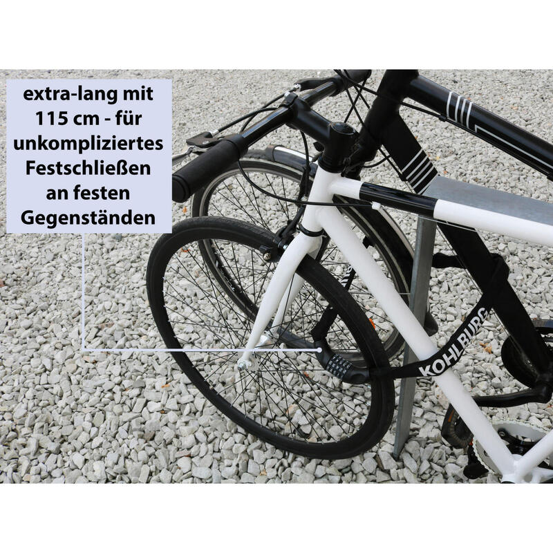 Langes Kettenschloss 115cm mit Zahlenkombination für E-Bike und Fahrrad