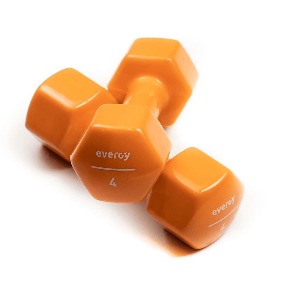 MANCUERNAS / PESAS (PAR) 4KG DE VINILO NARANJA GIMNASIO EN CASA 2/8