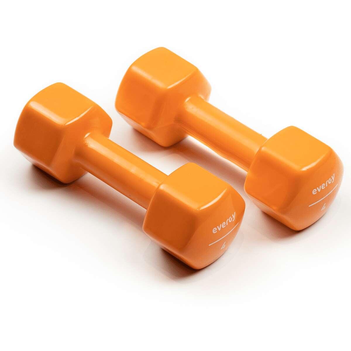 EVERGY MANCUERNAS / PESAS (PAR) 4KG DE VINILO NARANJA GIMNASIO EN CASA