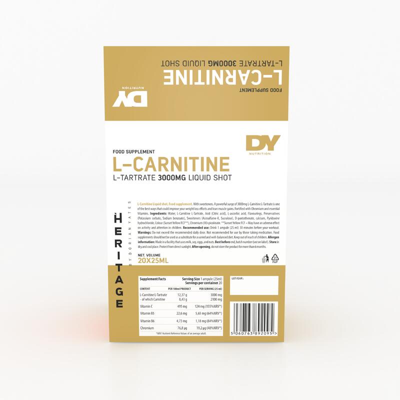 L-Carnitina L-Tartrat, Dorian Yates Nutrition, Portocale, 20X25ml