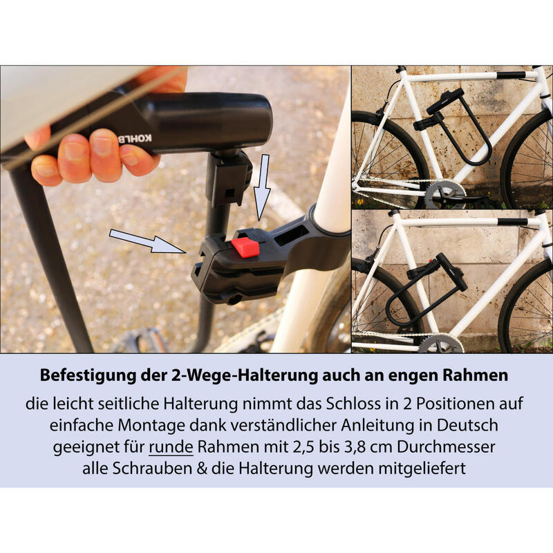 Sicherheits-Bügelschloss, höchste Sicherheitsstufe 15/15 für E-Bike & Fahrrad