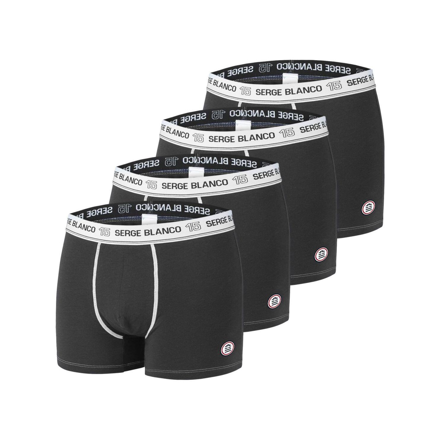 Serge Blanco - Lot De 4 Boxers Coton Homme Uni - Caleçon - Noir - 52 2xl - Decathlon