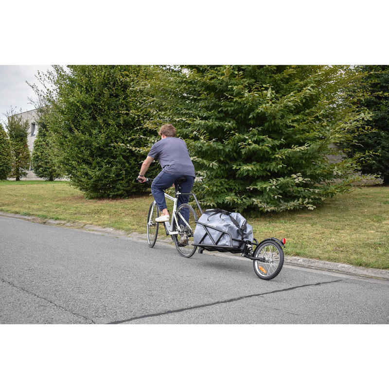 Remorque vélo mono-roue avec sac et amortisseur