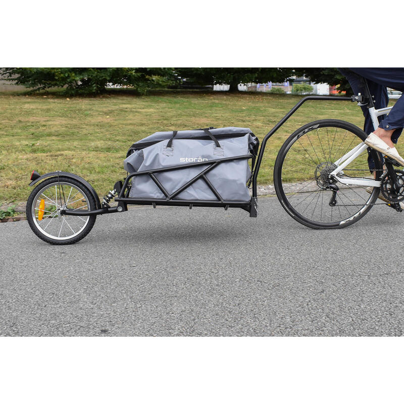 Remolque para bicicleta de una sola rueda con bolsa y amortiguador
