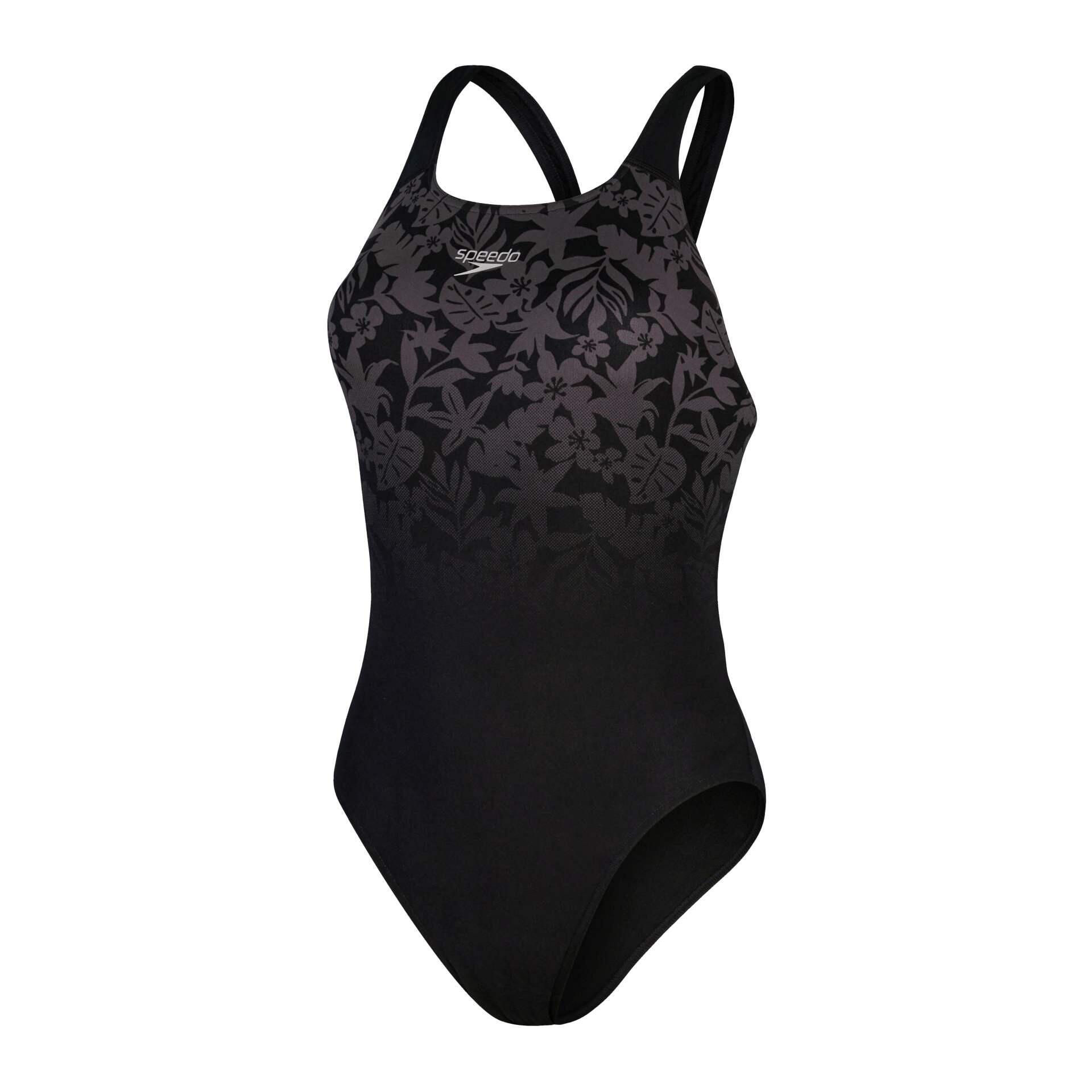 SPEEDO Speedo Placement Powerback Swimsuit - Black/ USA Charcoal