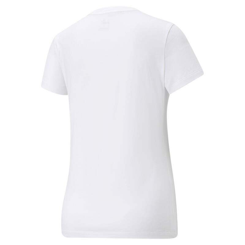 Essentials+ Metallic Logo T-Shirt Damen PUMA White Silver Metallic
