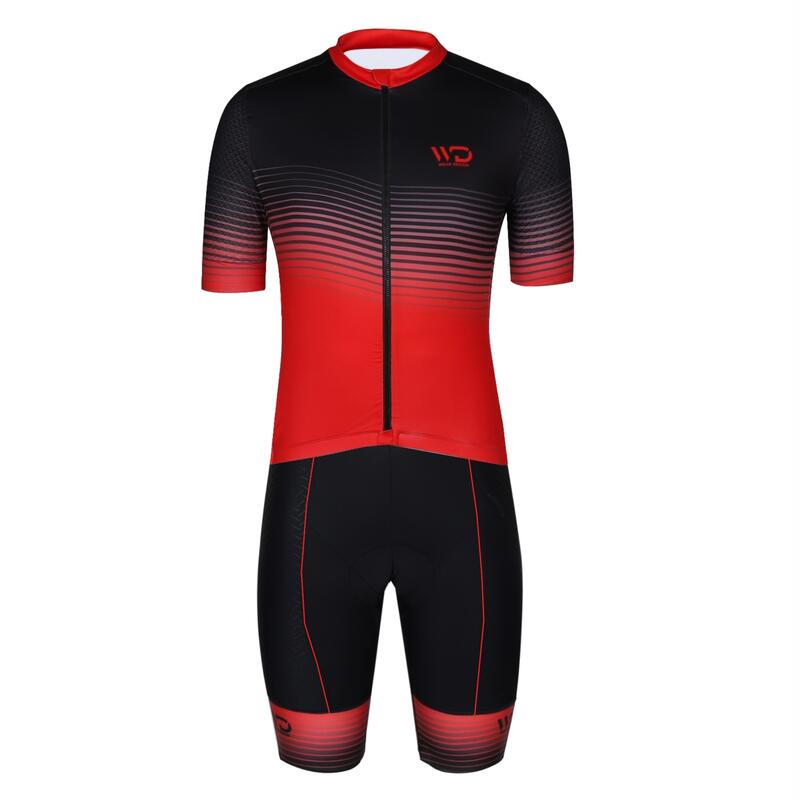 Calções de ciclismo WAVE para homem preto vermelho