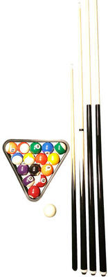 John West Billard Einsteiger Set - Kugeln + Triangel + 4 Queues (145. 122 + 92)